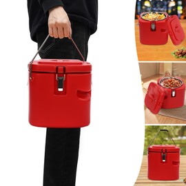 9.5L/2.5gal Insulated Soup Container, Commercial Food Warmer for Hot or Cold Food, Hot Box for Catering, Food Cooler with 4 Buckles, Handles & Lid, Soup Carrier for Restaurant, Canteen,Home