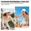 AYPOW Baumwolle Reversibel Damen Fischerhut Gänseblümchen Sonnenhut, Leichter Beideseitig Tragen