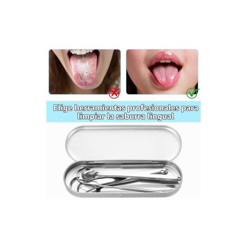 Set de 4 Cepillo de Lengua de Acero Inoxidable con