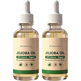 Aceite de Jojoba Puro Prensado en Frío con Gotero 50 ml，Multifuncional Aceite Facial,Vegano, No Grasosa, Hidratación y Nutrición Natural, para Piel, Cabello y Uñas (2PC)