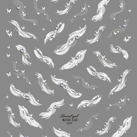 [Overseas] Luxury Nail Sticker Crystal Diamond 5D Relief Butterfly Nail Sticker Colorful Aurora Glass Nail Free Size/Mj -127-Crystal Diamond 30ea