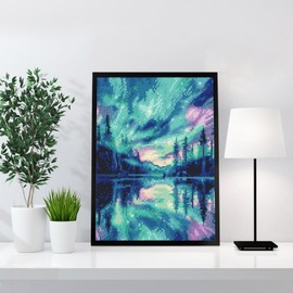 FLAJZ Diamond Painting, Aurora 5D Diamond Painting Pictures, Diamond Painting Set for Adults and Beginners, DIY Mosaic Making Craft Set for Home Wall Decoration, 30 x 40 cm