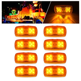 FOUFLY 8Pcs 12V LED Trailer Light 10 LED Side Marker Light Double Bullseye Clearance Light Waterproof Indicator Lights Fit for Trucks Camper Boat Bus Amber