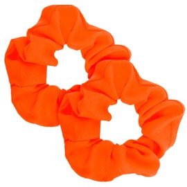 2 Pcs 80s Neon Scrunchies Orange Scrunchie Solid Neon Hair Accessories Elastic Neon Orange Scrunchies Large Voile Hair Ties Hair Bands Ponytail Hair Scrunchies for Women Girls