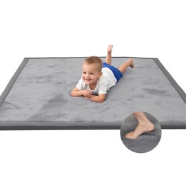 COLLACOCO 39 * 59 * 1.2 Memory Foam Baby Play Mat– Soft, Anti-Slip, Pet-Friendly, Stain-Resistant – Coral Velvet Ideal for Kids,Infants,Toddlers, Bedroom, Living Room, Picnic, Yoga & Pet Rest (Grey)