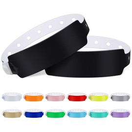100pcs Colored Vinyl Wristbands, Waterproof Wristbands, Security Wrist Bands, Event Wristbands for Bar Club Festival Music Meeting, Pool Parties,Outdoor Sports (Color : Black)