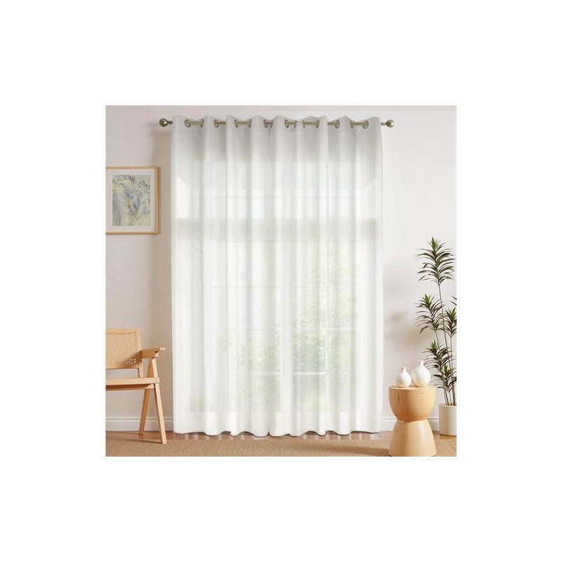 VIOPY Cortinas Translucidas Largas,Cortinas Translúcidas con Ojales,Tejido Suave de Poliéster,Cortinas