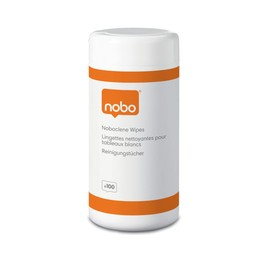 Nobo Noboclene Whiteboard Cleaning Wipes, Pack of 100, Everyday Use, For Dry Wipe/Erase Surfaces, 1901438