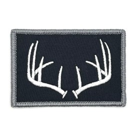 Blank Deer Hunter Antlers Black Hunting Gun Patch Cap Hat Iron On Vintage Retro Style