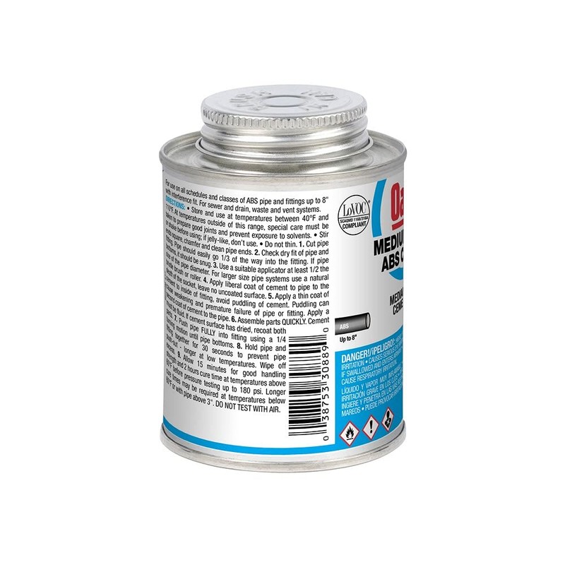 Oatey 7530889 30889 Medium Bodied Solvent Cement, 8 Oz, Can,
