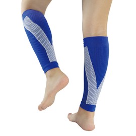 M Magic Sport Kinesiology Taping Compression Calf Sleeves, Men and Women, Running, Hiking, Cycling, Jogging (as1, alpha, l, x_l, regular, regular, Blue, L-XL)