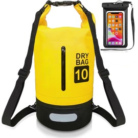 Bolsa Impermeable, Bolsa Seca 10l 20l 30l Con Funda Impermeable Para Teléfono, Correa Larga Ajustable Para El Hombro, Mochila Impermeable Para Senderismo Y Deportes Acuáticos. (Amarillo, 10L)