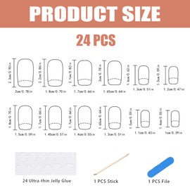 Nymora Press On Nails - 24 Pieces, Brown Autumn Flowers Design, Short Square Nails for Sticking, with Fruit Gum and Tools, DIY Autumn Manicure Set