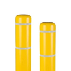 BollardGard 7" x 60" 2-Pack Bollard Cover - Innoplast (Yellow White Tape)