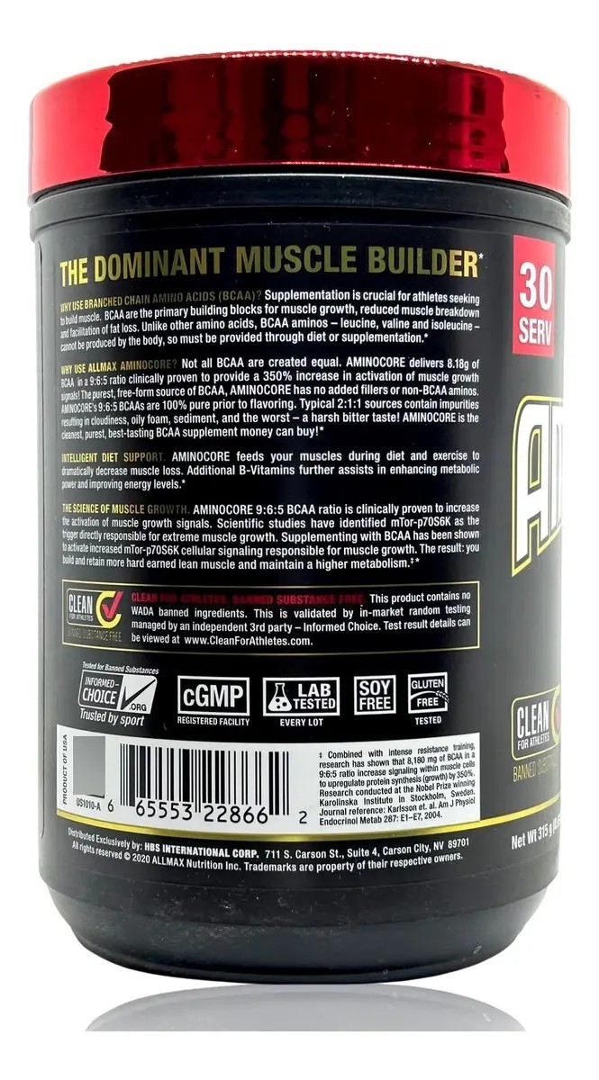 Bcaa Aminocore 30 Servicios Watermelon Allmax