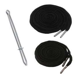 BOROLA 2 Pack 51" Cotton Drawcord Replacement, Fits Sweatpants, Shorts, Hoodies, Premium Drawcord, Easy Threader (Black Flat + Silver)