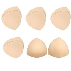 YQkangzhu 5 Pairs Bra Pads Inserts, Women's Triangle Seam Bra Cups Inserts, Removable Push Up Bra Inserts Replacements, Breathable Sewed Stitched Bra Pads Inserts for Breast Sports Bra or Bikini Tops