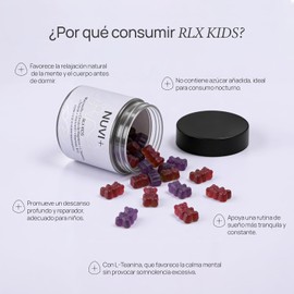 Nuvi+ Gomitas Relajantes para Niños - con Magnesio, L-Teanina, Manzanilla y Toronjil - Descanso y Calma Infantil - Sabor Fresa y Uva, sin Melatonina - 90 Gomitas