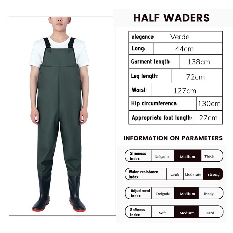 PVC Fishing Chest Waders for Men with Boots, Waterproof Bootfoot