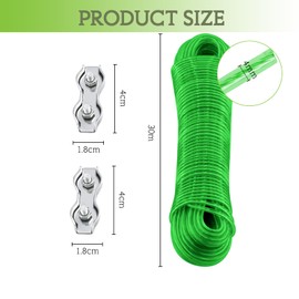 alwaiiz Washing Line with Steel Core, 30 m, Outdoor Laundry Rope with 2 Tensioners, Washing Line Extra Strong for Balcony and Garden, Load Capacity of 120 kg