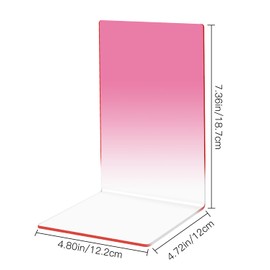 Honagu Book Ends, Acrylic Bookends, Clear Book Ends for Shelves, Desk Book Organizer, Book Holder Stand Decorative for Heavy Books, CDs, Video Games (1 Pair/2 Pieces, Gradient Pink)