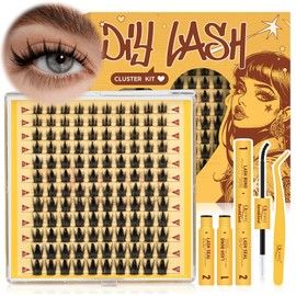 QUEWEL Fairy Lash Clusters Kit, 120pcs Manga Lash Clusters Kit Mix 10-18mm DIY Lash Extension Kit With Lash Bond and Seal, Lashes Clusters Tweezers for DIY Natural Lash Clusters(Manga-A)