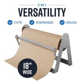 Bryco Goods - 18 Inches All Paper Roll Dispenser and Cutter Made of Heavy-Duty Steel Frame & Sharp Blade. Holds, Dispenses & Cuts. Wall Mountable & Non-Slip Tabletop. Ideal Butcher Paper Dispenser