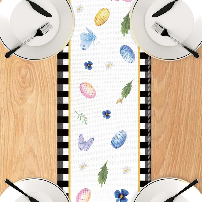 13x72 Inches Happy Easter Table Runner with Bunny Rabbit Easter