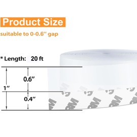 20 Ft Door Weather Stripping Door Seal Strip Tape,Silicone Door Draft Stopper,Self Adhesive Shower Door Bottom Seal and Door Insulation Strip for Door Frame Windows and Glass Gaps (Transparent, 25mm)