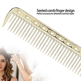 Peine de punta afilada de aluminio duradero, peine profesional de calidad de salón, herramienta portátil para peinar el cabello (dorado).             
