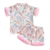 Kids Toddler Girls Silky Satin Easter Pyjamas Set with Feather