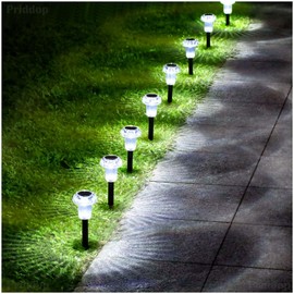 Priddop Solar Lights Outdoor Pathway Lights 8 Pack LED Waterproof Cold White Mushroom Shape for Garden Driveway Walkway Landscape Path Lawn Yard Decor