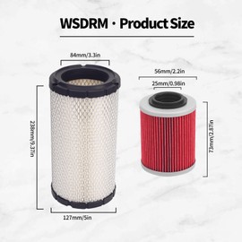 WSDRM 715900394 Air Filter and 420256188 711256188 Oil Filter kit Compatible with Can-Am Defender HD5 Max HD8 Pro HD10 2016-2021 Maverick Sport 1000 Trail 800 1000 R 2019-2021