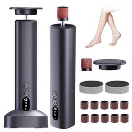 Electric Foot Callus Remover,FyndAna 2in 1 Rechargeable Foot File for Feet & Hand,6 Speeds with Sandpaper,Sanding Ring and Base,Wireless Foot Care Kit for Dead Skin and Calluses,Black