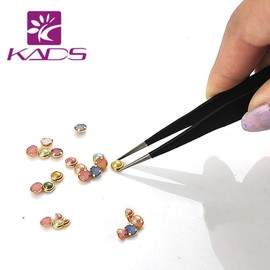 KADS 2pcs Elbow & Straight Black Nail Tweezers Nail Art Sticker Rhinestone Picker Manicure Nail Art Tool