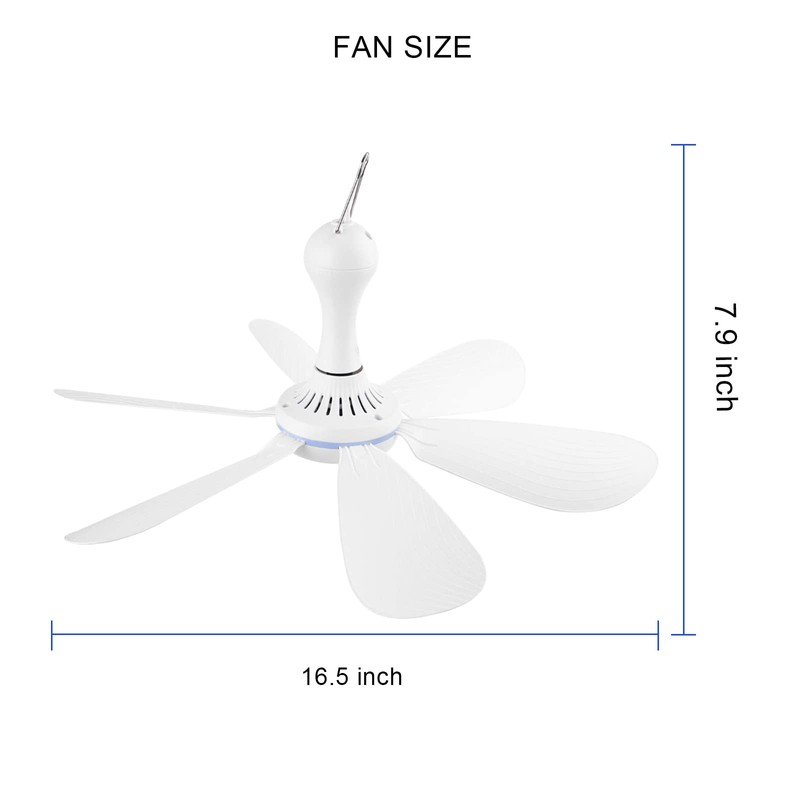 SCOOYEEES Silent USB Powered Ceiling Canopy Fan with 1m Extension