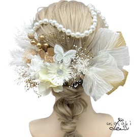 Usasaki Hair Ornaments, Mum, Hydrangea, Graduation Ceremony, Entrance Ceremony, Gypsophila, Dried Flowers, Kimono, Hakama, Wedding, Marriage Ceremony, Traditional Japanese Attire, Red, White, Black