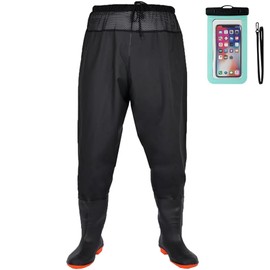 Aollerfilery Fishing Waders with Boots, Nylon/PVC Waist Wader Pants Fishing Waders for Men Women, Waterproof Bootfoot Waders (M12)