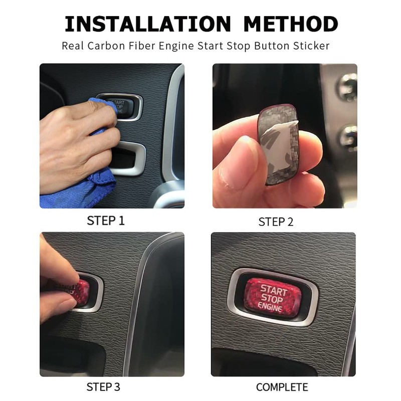 HIBEYO Carbon Red Push Button Start Stop Switch for Volvo