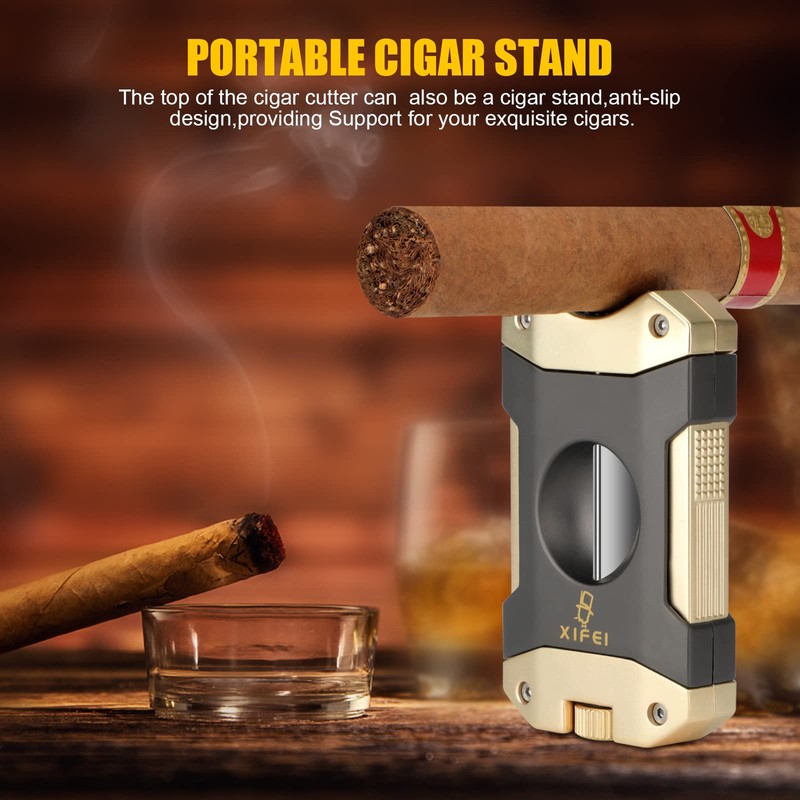 XIFEI Cigar Cutter V-Cut,3 in 1 V Cutter with Cigar