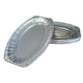Extiff 10 x Oval Aluminium Trays 32.5 x 22.7 cm Pastry Buffet Fish Grill
