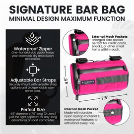 ALMSTHRE Signature Bar Bag – Passion Pink | Hard-Shell Bike Handlebar Bag with Waterproof Zippers & Adjustable Straps | Lightweight Bicycle Handlebar Bag, Compatible with Road, Gravel & MTB Bikes