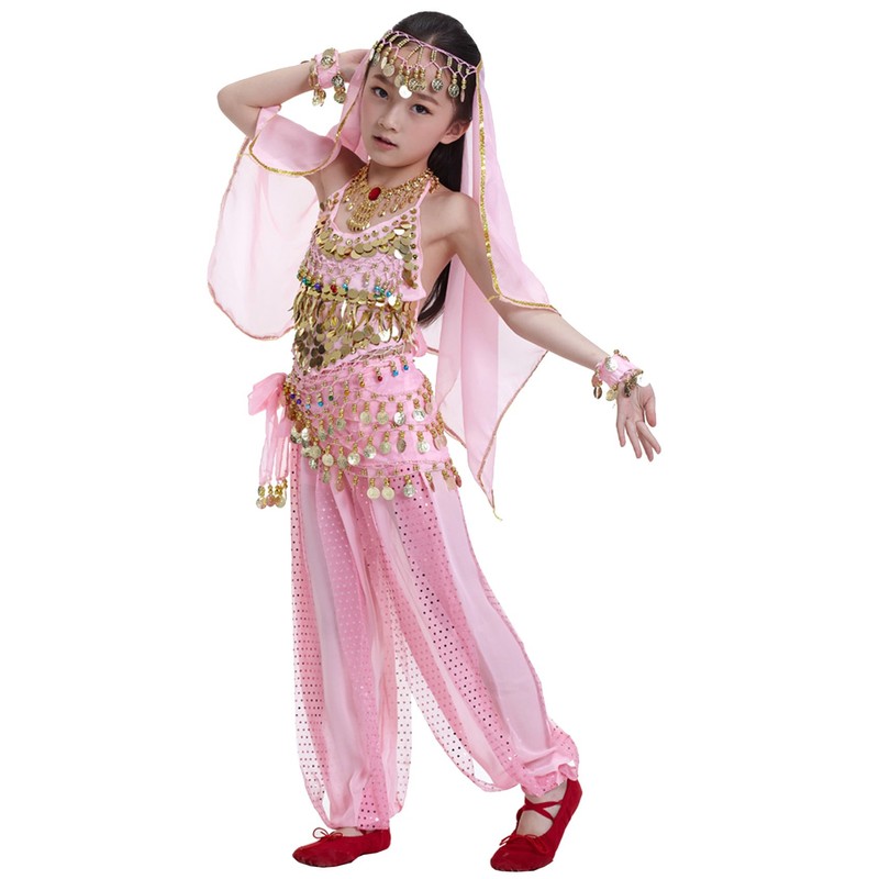 Astage Disfraz de princesa india para niños con adornos de