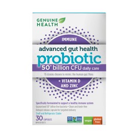 Genuine Health Genuine Health Advanced Gut Health Probiotic with Vitamin D & Zinc, Helps Promote Immune System Health & Gut Health, Multi-Strain Formula, 30 Capsules