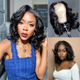 Ahaisy Wear and Go Glueless Wigs Pre Plucked Pre Cut Lace Front Wigs for Black Women Human Hair Upgraded No Glue 4x4 Closure Wigs Human Hair (14-inches, Glueless Wig)
