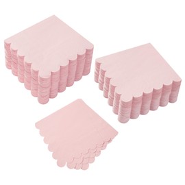 200 Pack Cocktail Napkin 2-Ply Scalloped Edged Dessert Napkins Folded 5 x 5 Inches Disposable Napkins for Dinner Wedding Birthday Party Bridal Anniversary Reception Event (Pink)