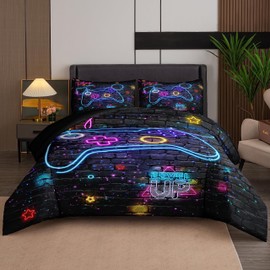MWMWMW Gamer Comforter Sets for Boys, Boys Twin Bedding Set, Kids Bedding Set for Boys, Teen Boy Bedding Sets, Boys Twin Comforter Set, Gaming Bedding Sets for Boys with Pillowcase