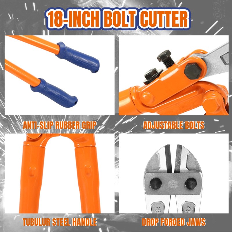 WADFOW 18" Medium Size Bolt Cutter: Soft Grip Rubber Ergonomic