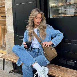 NEWIROVE Shoulder Bag Women's Large Cross Body Bag for Women Waterproof Nylon Handbag with Many Compartments Lightweight Messenger Bag Women's Shoulder Bag Adjustable Shoulder for Work, coffee, L