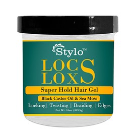 J.Amila Stylo Locs Super Hold Hair Gel with Black Castor Oil & Sea Moss Locking, Twisting, Brading (16 oz)